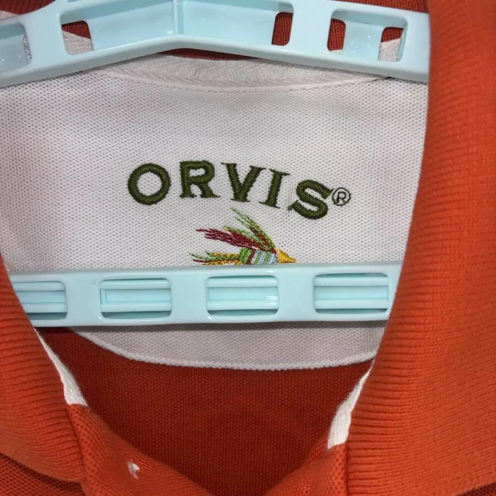 Orvis Polo Shirt Mens 2XL (unmarked) Orange Stretch Casual - Picture 2 of 8